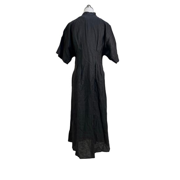 Anthropologie Exquise Tobie Button-Front Pleated Midi Shirt Dress Black Kenia - Picture 11 of 12